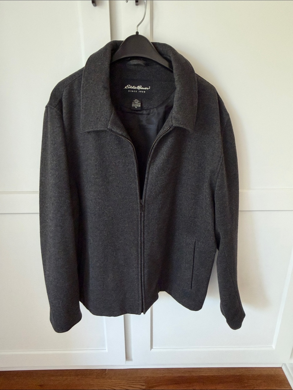 Eddie Bauer Men's Dark Charcoal Wool Coat
